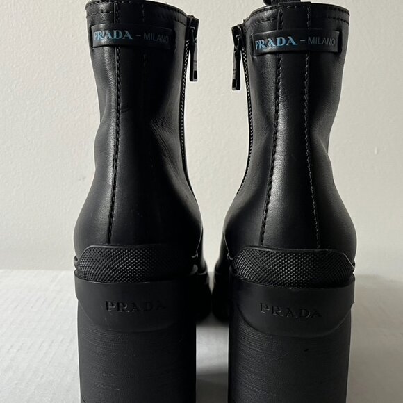 Prada Leather Lug Sole Chelsea Boots Size 9.5 - Picture 12 of 17